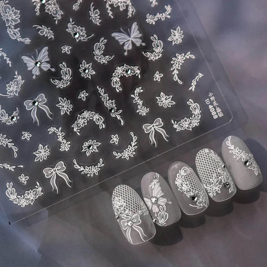 Holographic 5D Flower Nail Stickers 3979