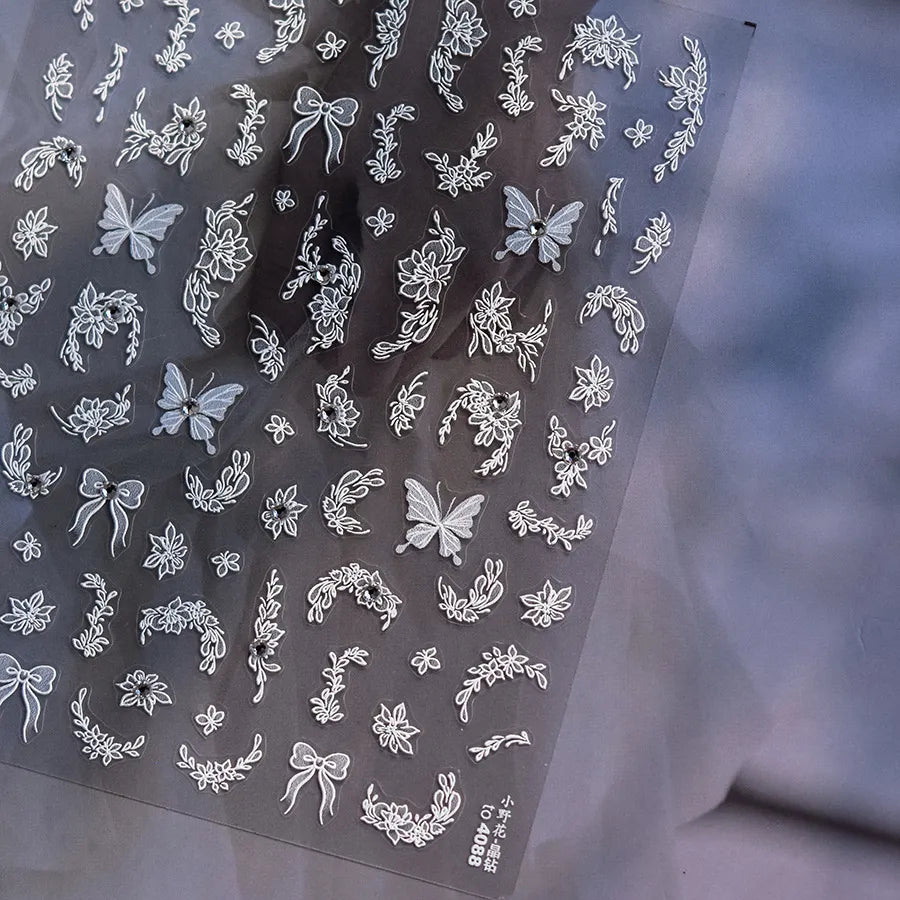 Holographic 5D Flower Nail Stickers 3979