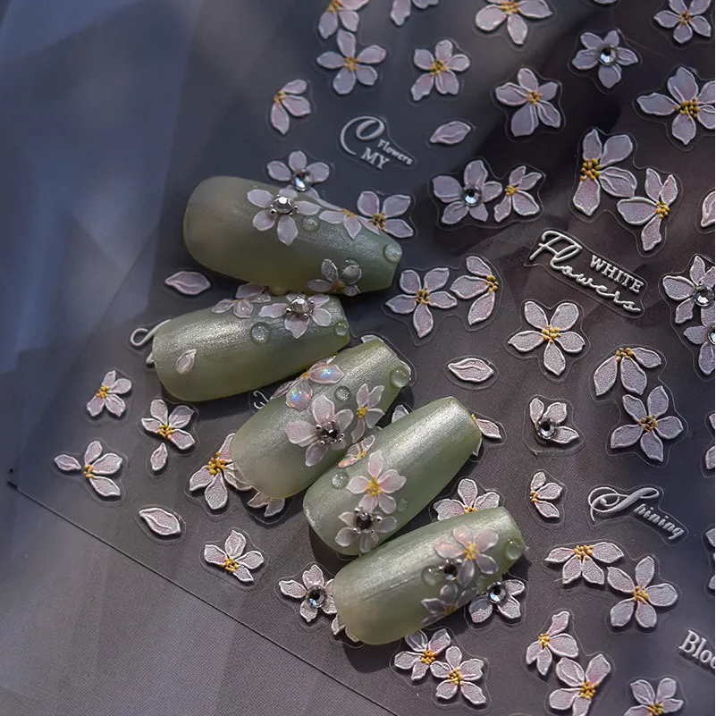 Holographic 5D Flower Nail Stickers 3979