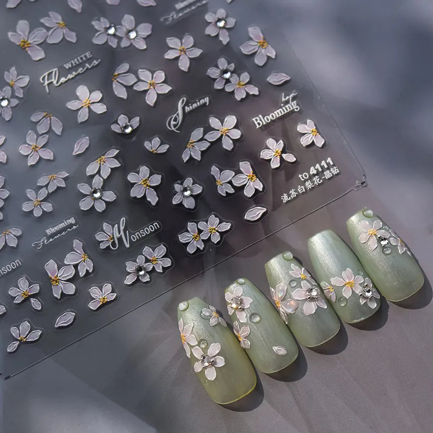 Holographic 5D Flower Nail Stickers 3979