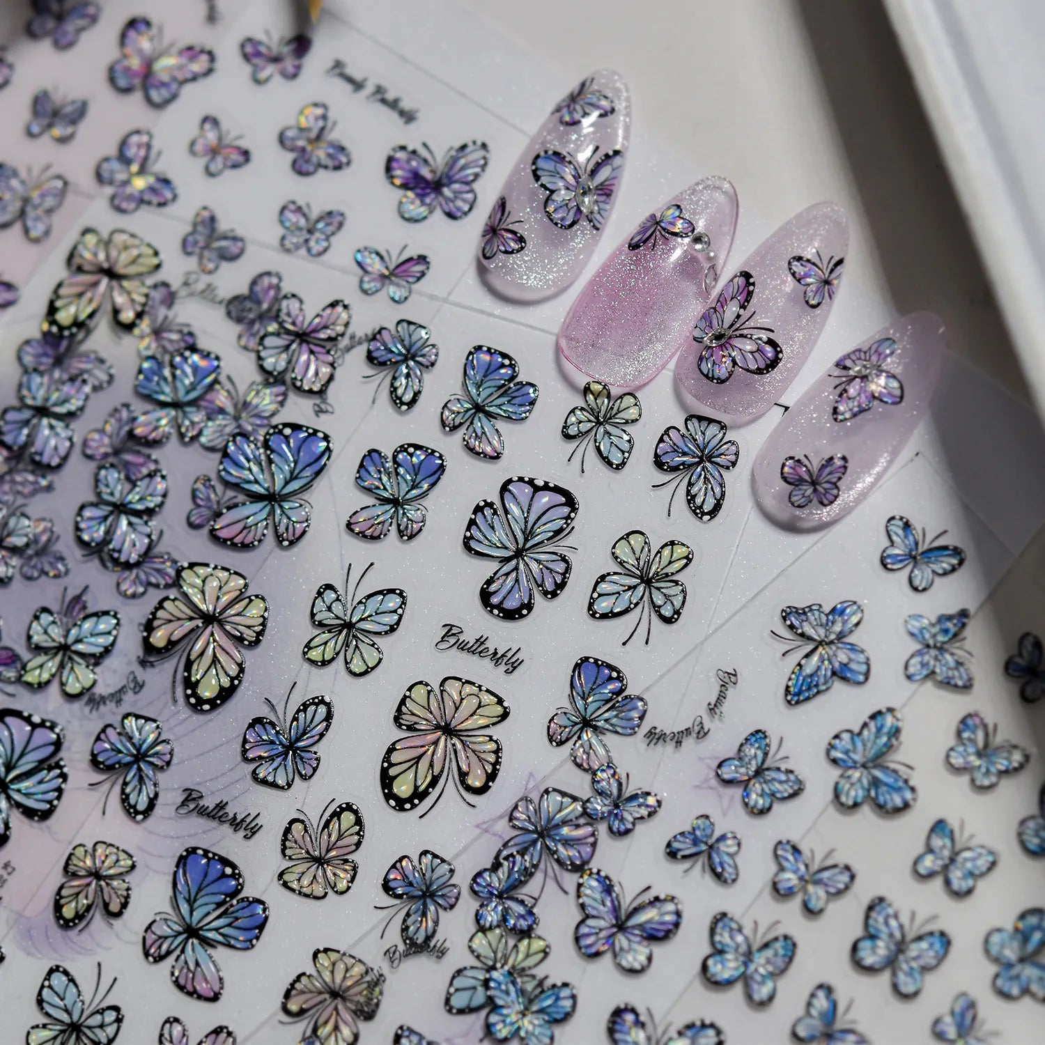 Holographic Butterfly Jelly Nail Stickers 