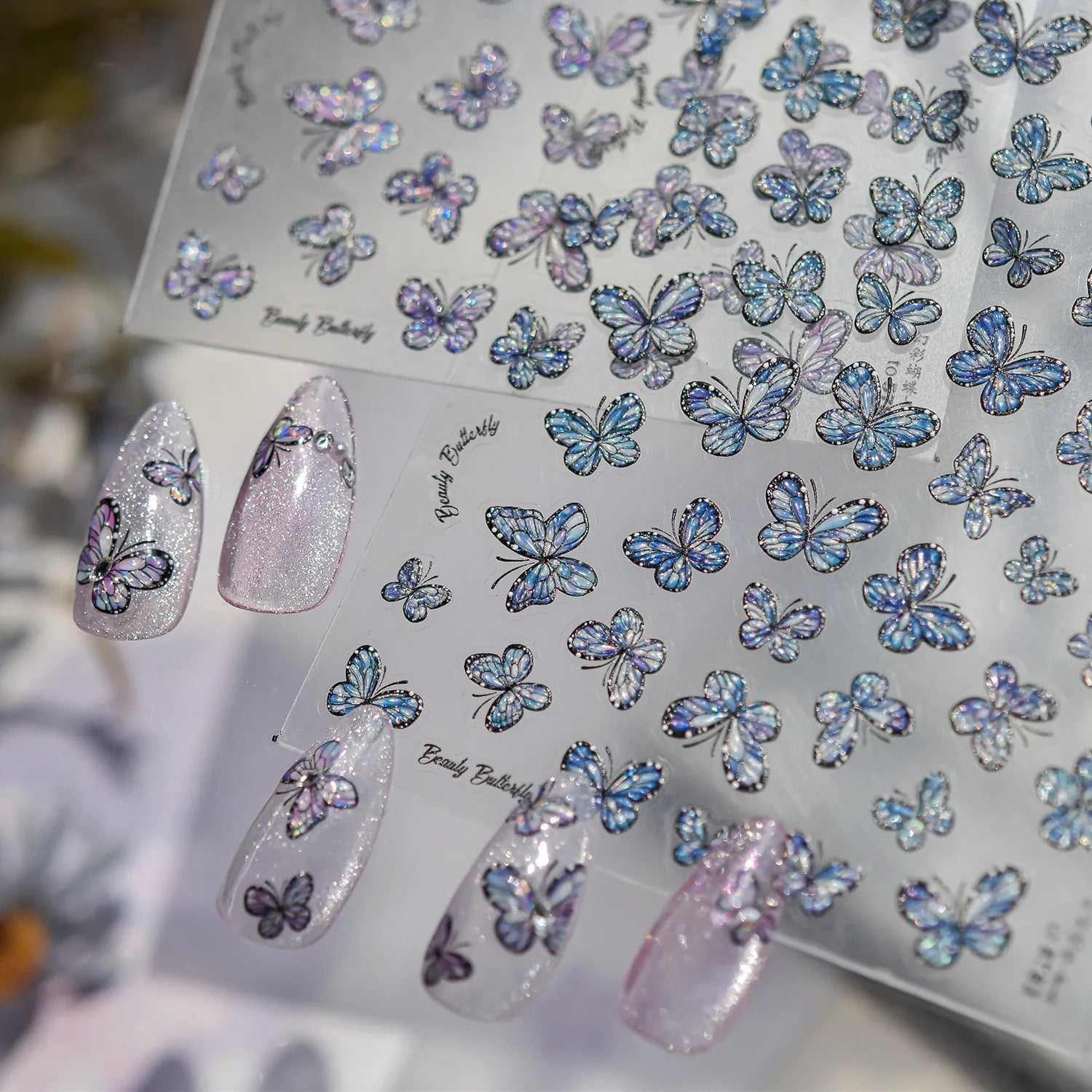 Holographic Butterfly Jelly Nail Stickers 
