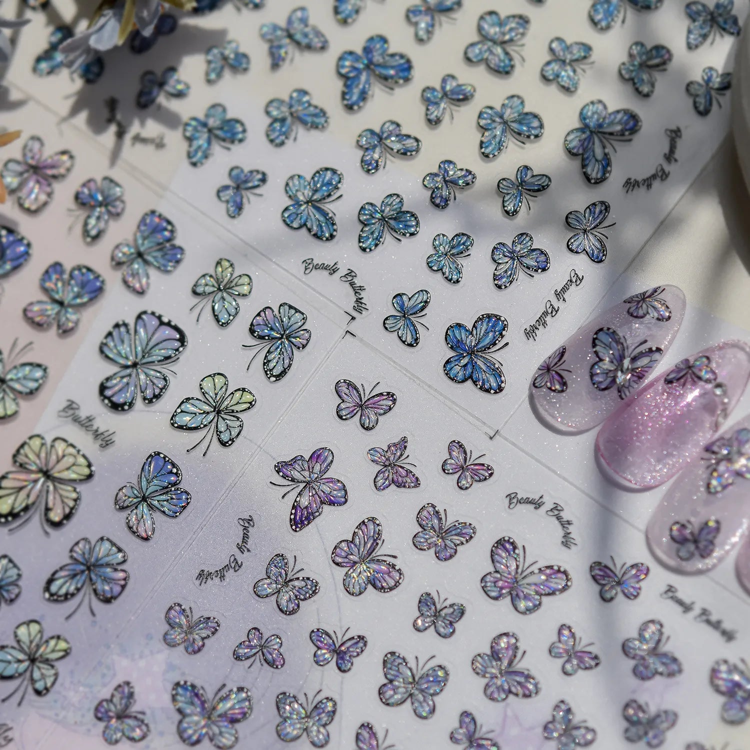 Holographic Butterfly Jelly Nail Stickers 