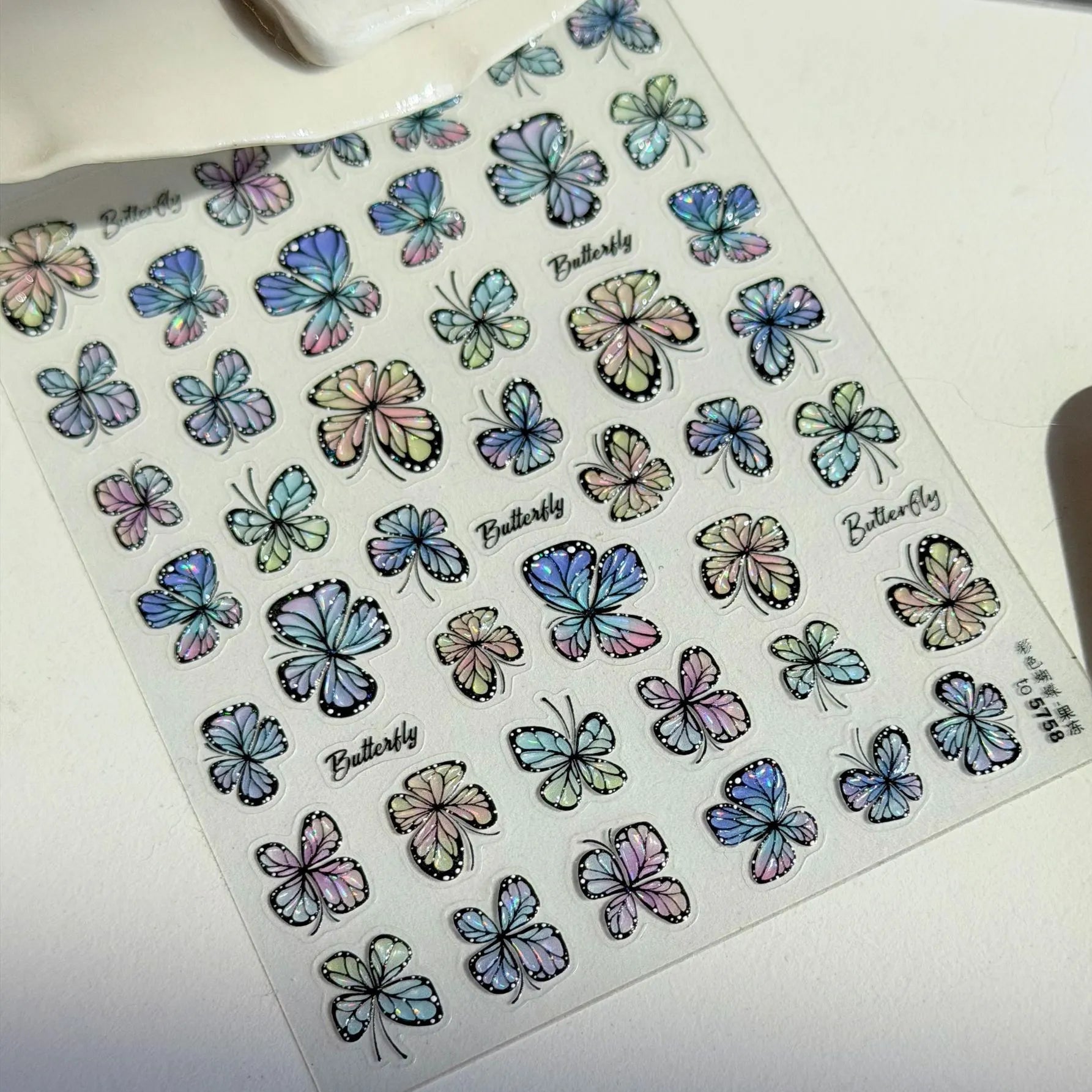 Holographic Butterfly Jelly Nail Stickers 