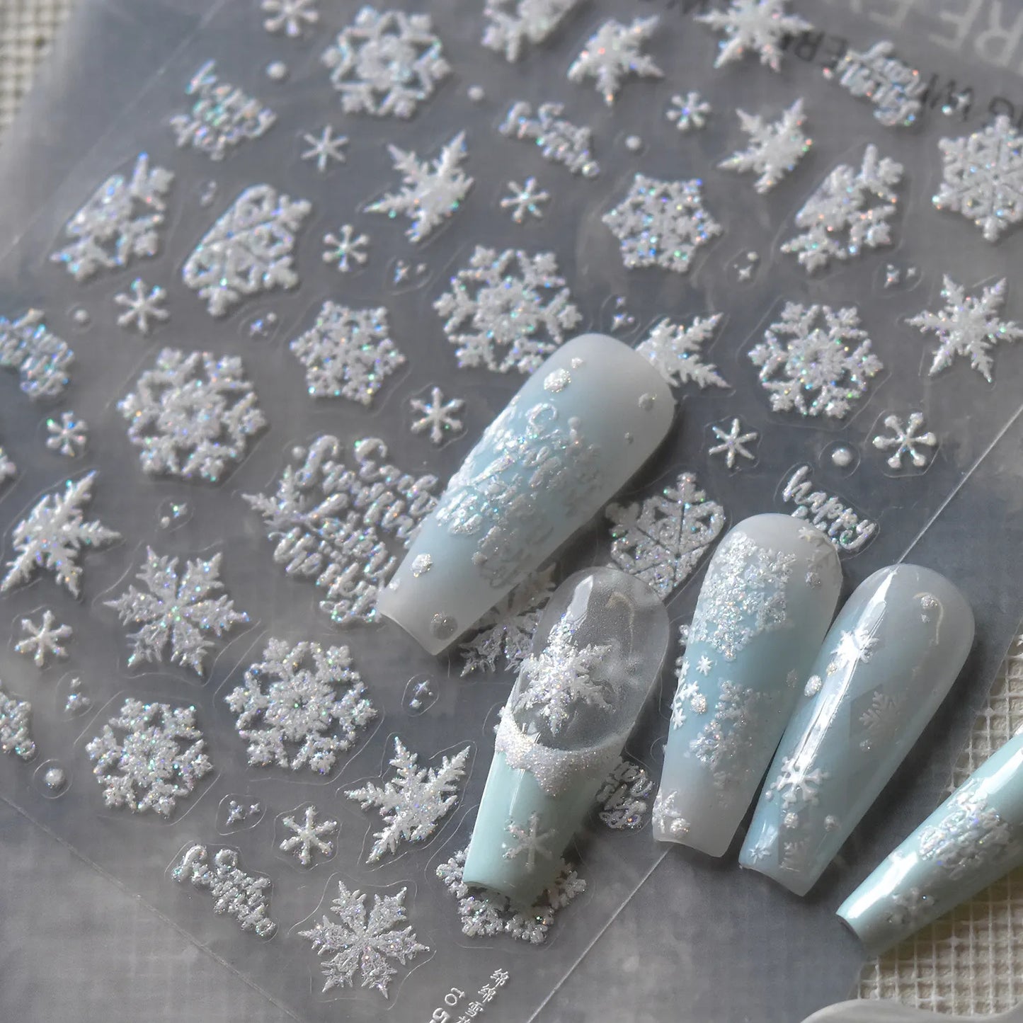 Holographic Glitter Snowflake Nail Stickers to5415