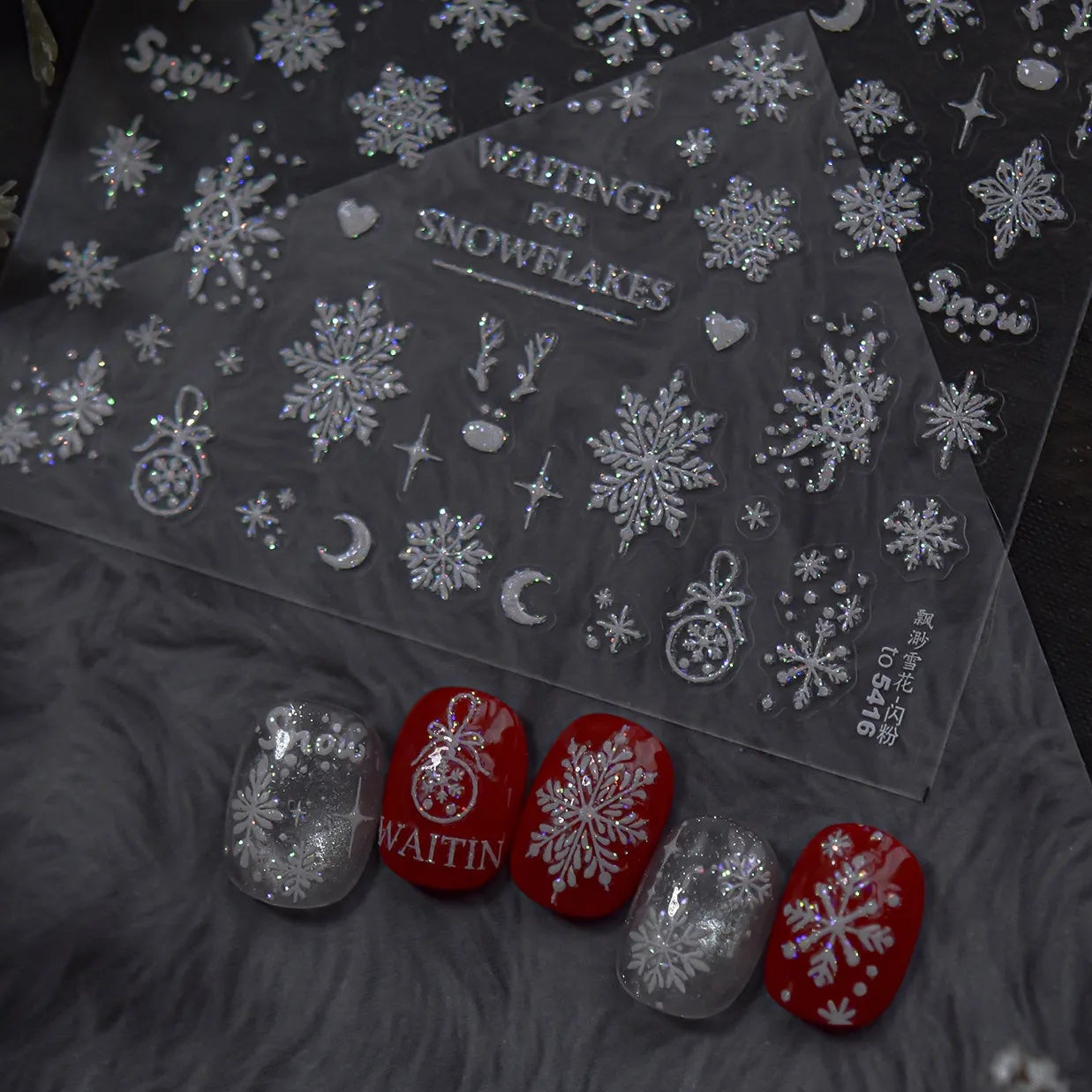 Holographic Glitter Snowflake Nail Stickers to5415