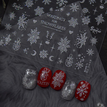 Holographic Glitter Snowflake Nail Stickers to5415