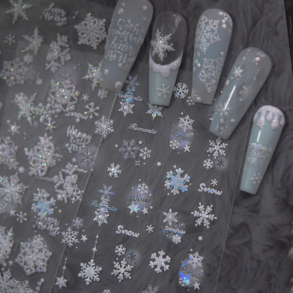Holographic Glitter Snowflake Nail Stickers to5415