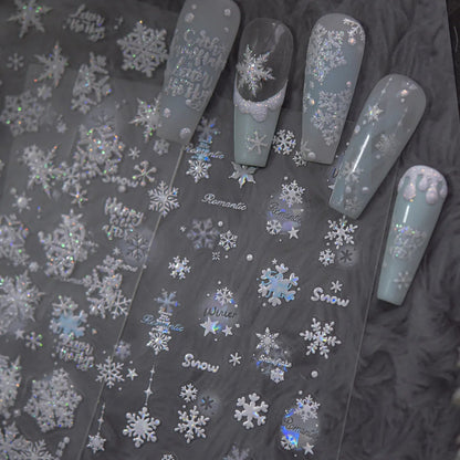 Holographic Glitter Snowflake Nail Stickers to5415