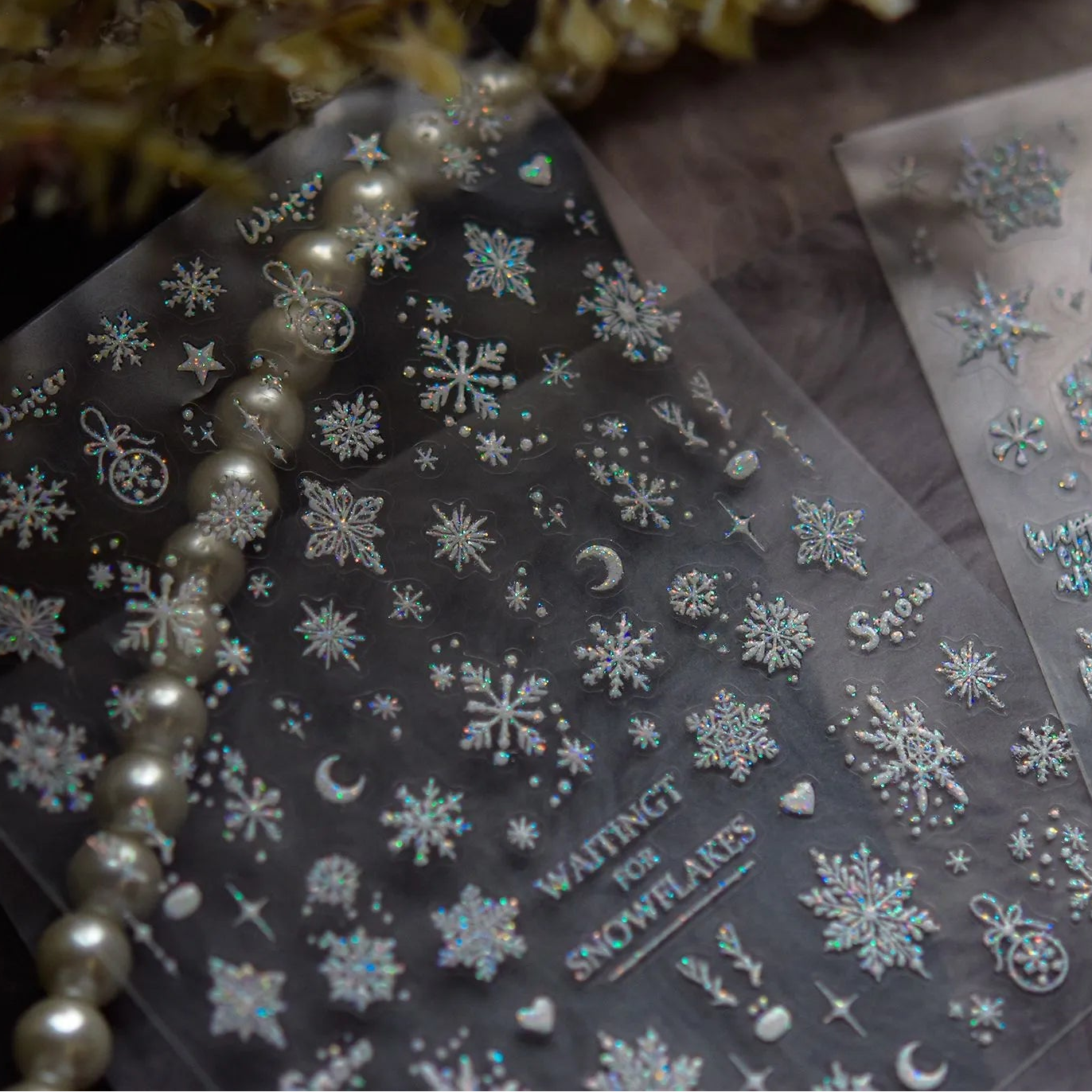 Holographic Glitter Snowflake Nail Stickers to5415