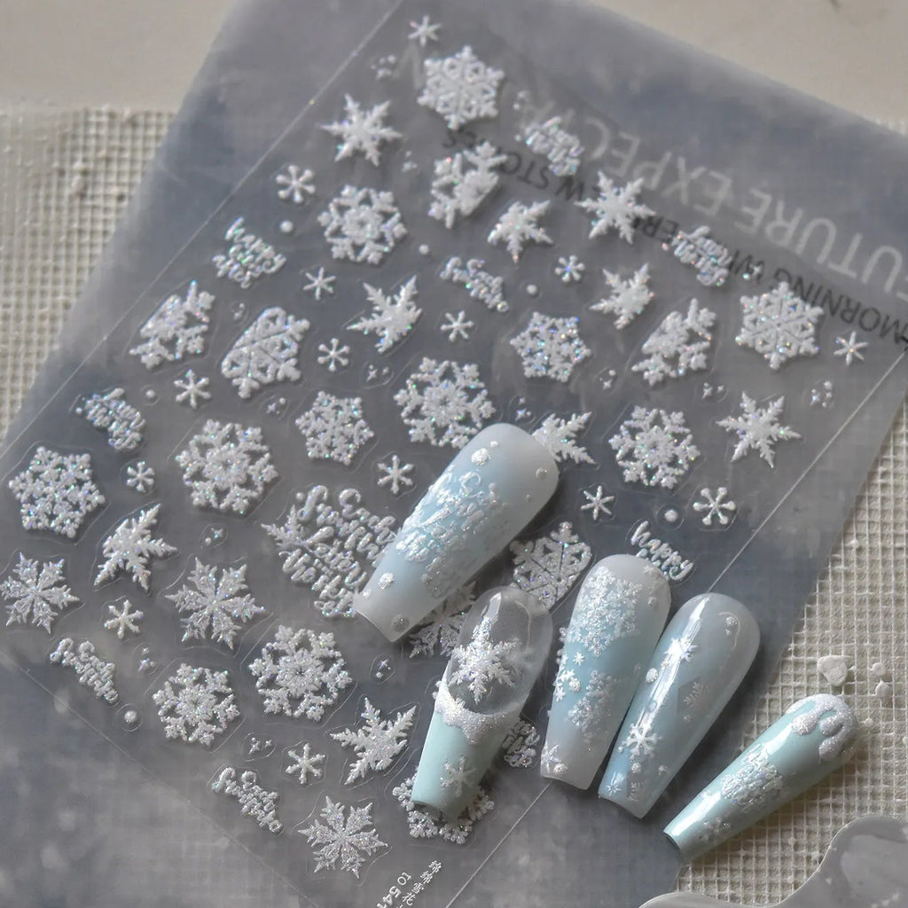 Holographic Glitter Snowflake Nail Stickers to5415