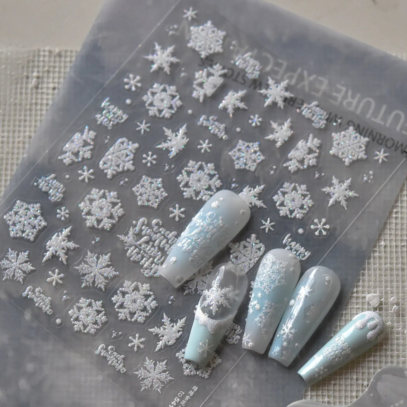 Holographic Glitter Snowflake Nail Stickers to5415