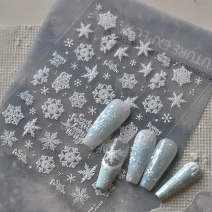 Holographic Glitter Snowflake Nail Stickers to5415