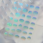 Holographic Melting French Tip Nail Sticker - Silver Y2K Drip Decals 5478