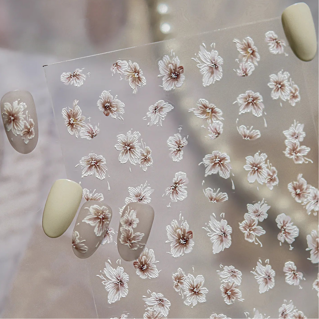 Holographic Metallic Floral Nail Stickers | Camellia Flower Decals 5605
