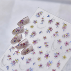 Holographic Metallic Floral Nail Stickers | Camellia Flower Decals 5605