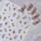 Holographic Metallic Floral Nail Stickers | Camellia Flower Decals 5605