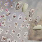 Holographic Metallic Floral Nail Stickers | Camellia Flower Decals 5605