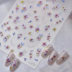 Holographic Metallic Floral Nail Stickers | Camellia Flower Decals 5605