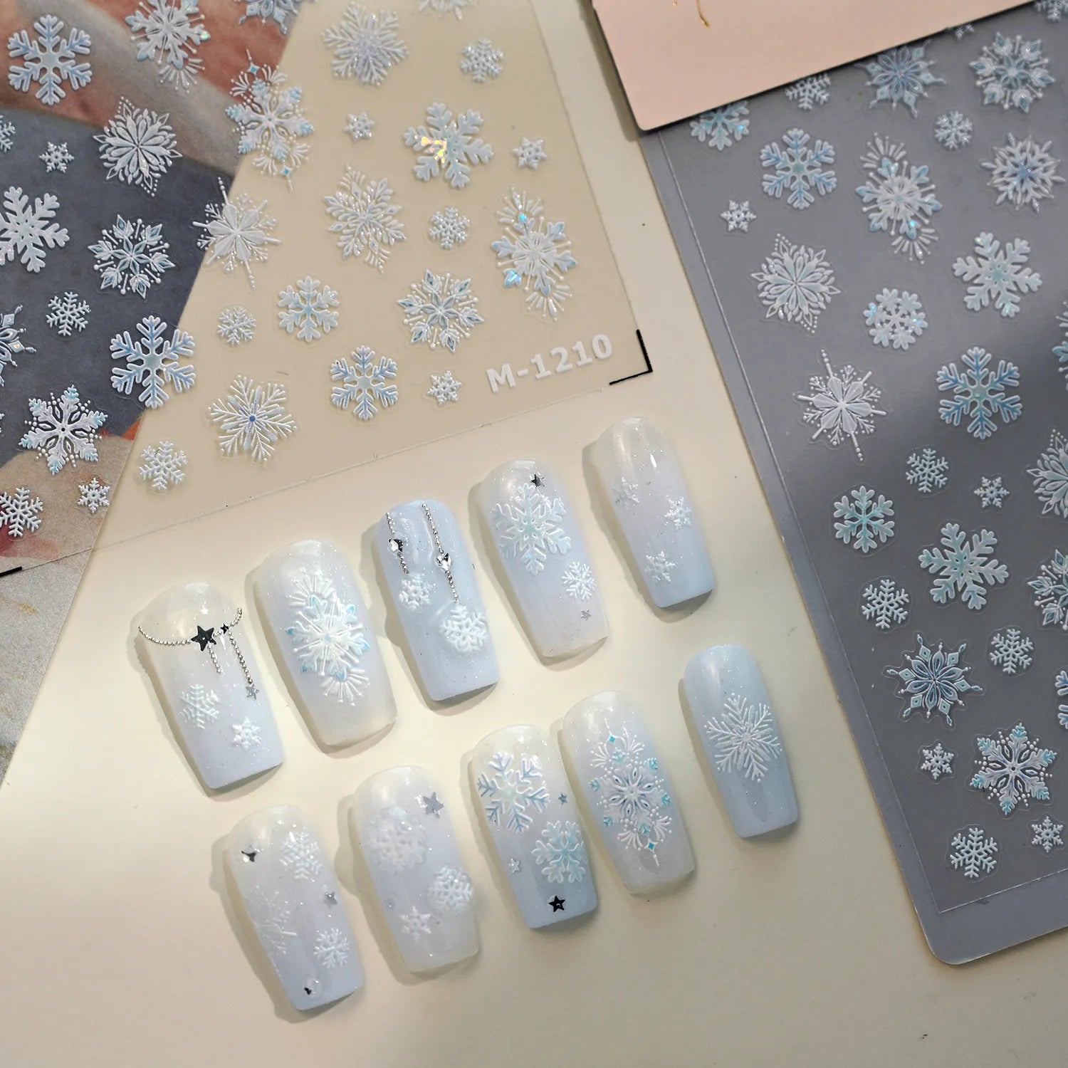 Holographic Snowflake Nail Stickers - Winter Christmas Holiday Decals M1210
