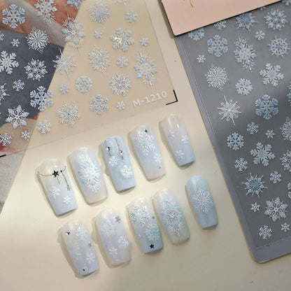 Holographic Snowflake Nail Stickers - Winter Christmas Holiday Decals M1210