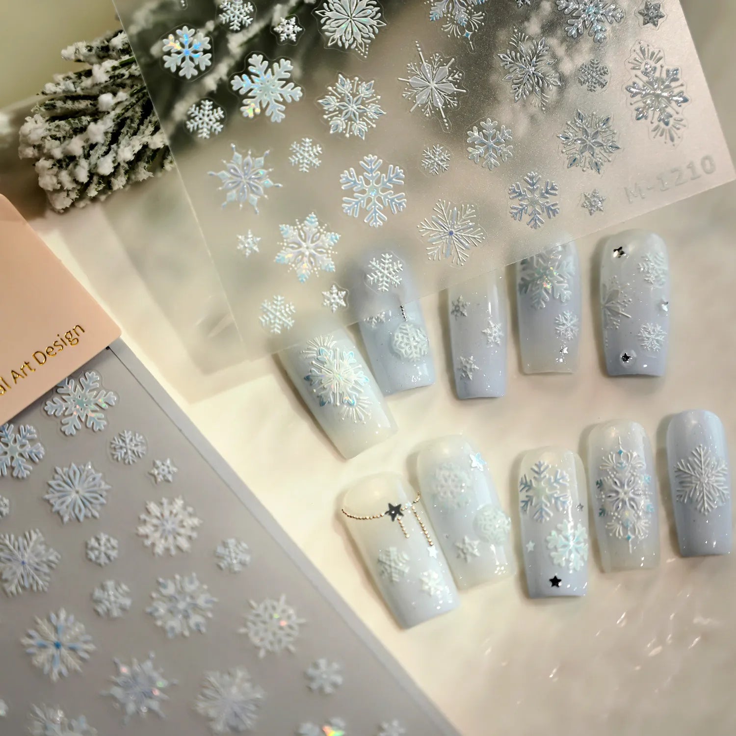 Holographic Snowflake Nail Stickers - Winter Christmas Holiday Decals M1210