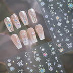 Holographic Snowflake & Star 3D Nail Stickers - Winter Christmas Nail Art Decals M834