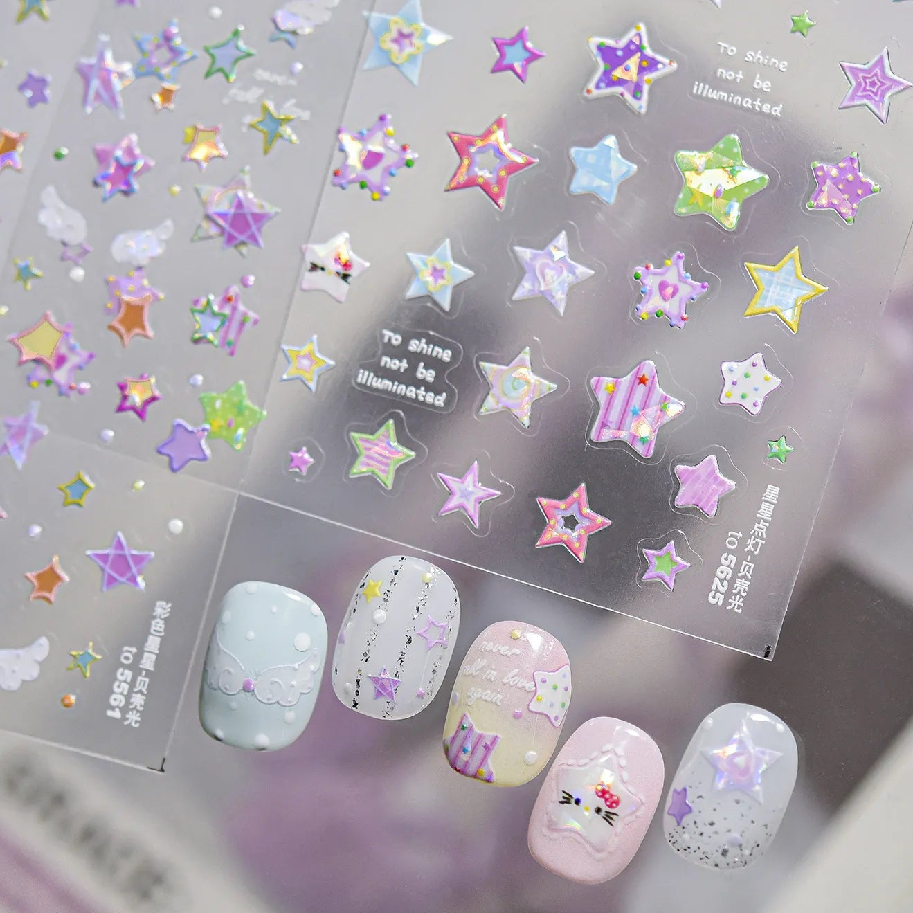 Holographic Star Nail Stickers - Y2K Kawaii DIY Nail Art Decals 5561