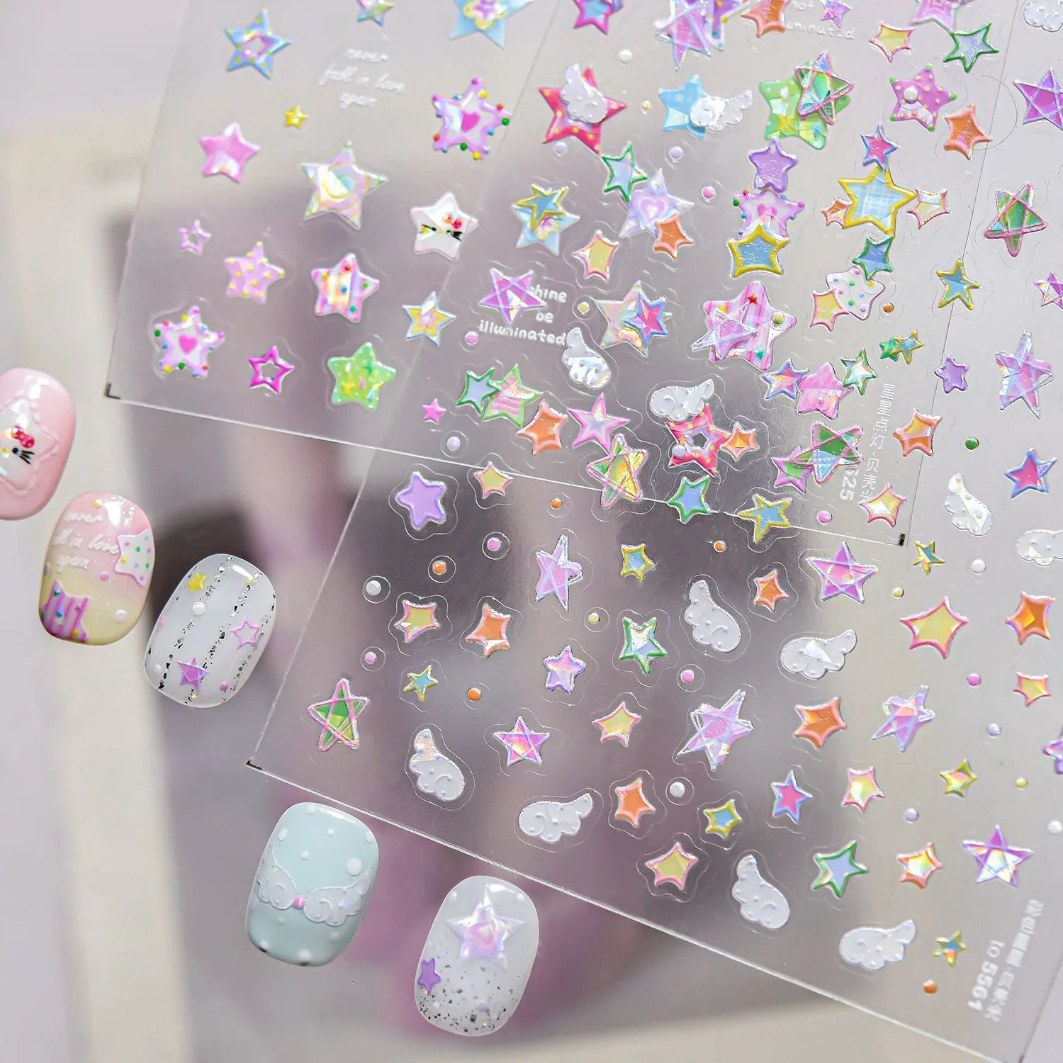 Holographic Star Nail Stickers - Y2K Kawaii DIY Nail Art Decals 5561