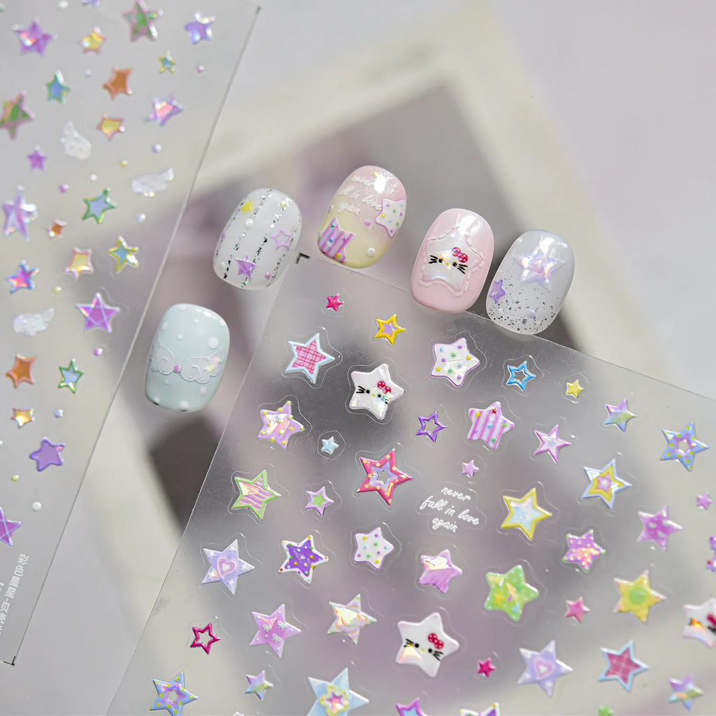 Holographic Star Nail Stickers - Y2K Kawaii DIY Nail Art Decals 5561