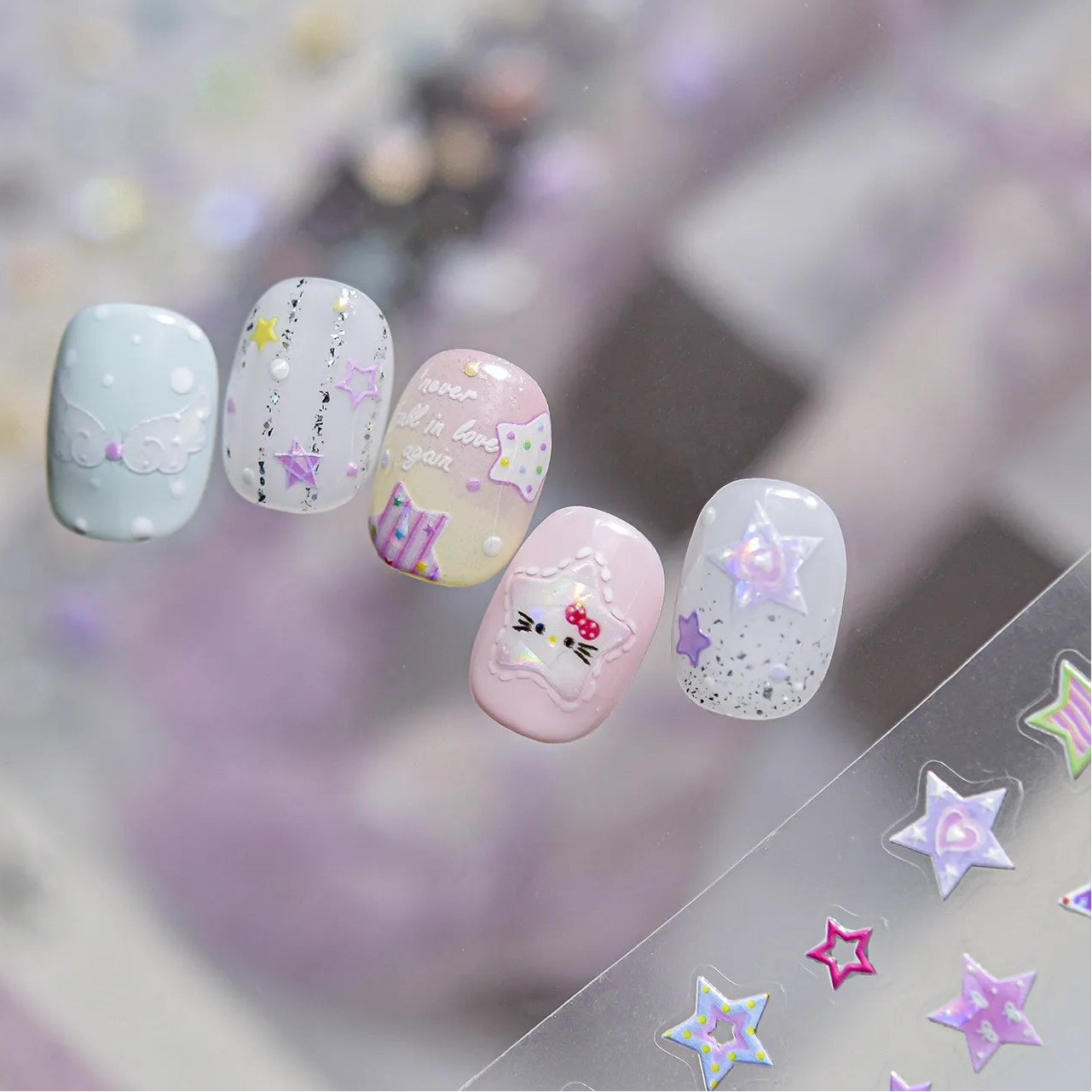 Holographic Star Nail Stickers - Y2K Kawaii DIY Nail Art Decals 5561