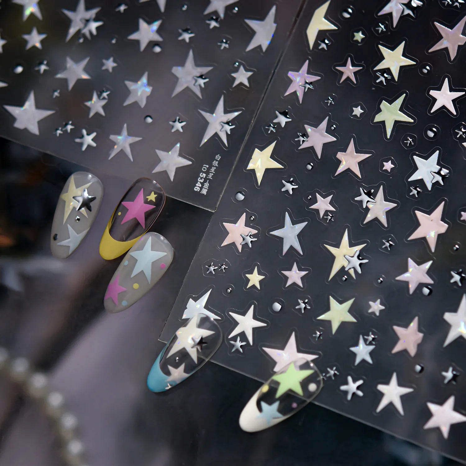 Holographic Star Nail Stickers | Iridescent Decals for DIY Trendy Nail Art