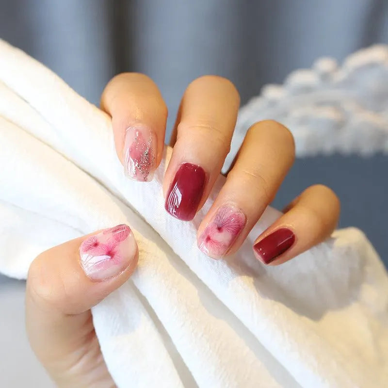 Hydrangea Nail Art Stickers Dried Flower Petals Leaf 3D Adhesive Sticker Decals DIY Nail Supplies