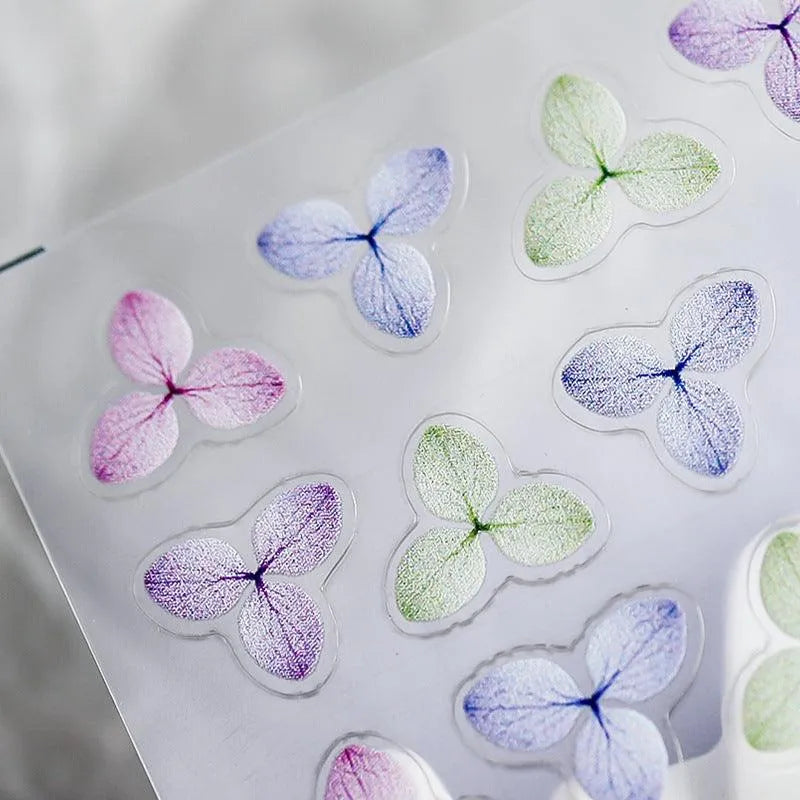 Hydrangea Nail Art Stickers Dried Flower Petals Leaf 3D Adhesive Sticker Decals DIY Nail Supplies