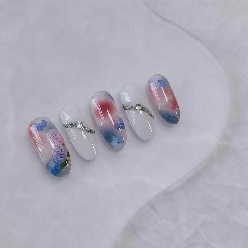 Hydrangeas Flower Nail Art Stickers Adhesive Slider Lily Of The Valley Flower Sticker Decals TS2783