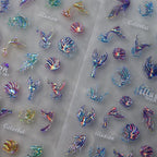 Illusion Mermaids Nail Art Stickers Sea Wave Jelly Adhesive Sticker Decals M115