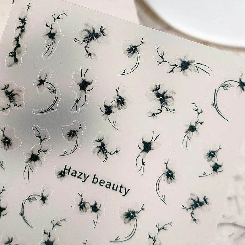 Ink Paint Floral Nail Art Stickers Adhesive Slider Leaf Vine Sticker Decals TS3140