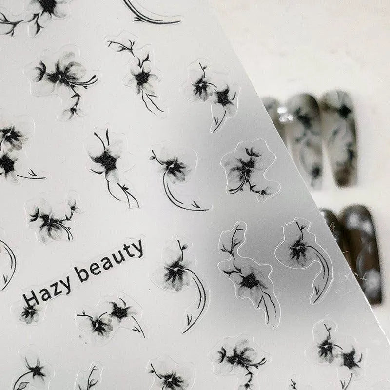 Ink Paint Floral Nail Art Stickers Adhesive Slider Leaf Vine Sticker Decals TS3140