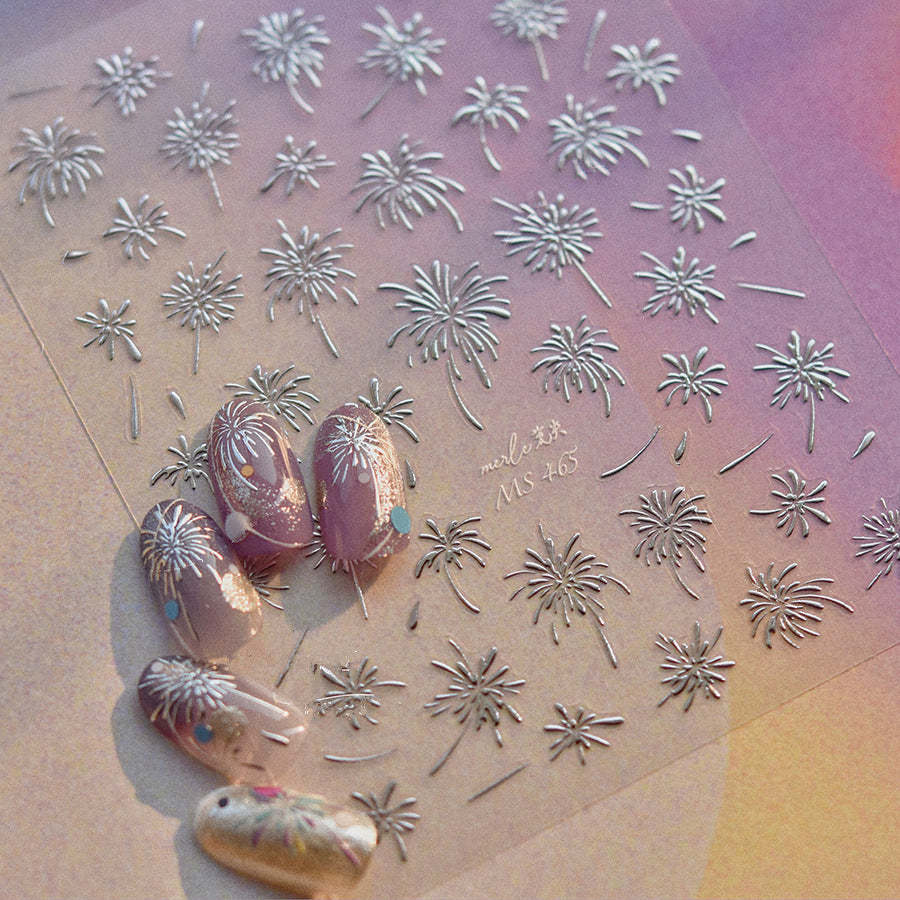 Iridescent 3D Fireworks Nail Stickers | Holographic Celebration DIY Nail Decals