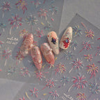 Iridescent 3D Fireworks Nail Stickers | Holographic Celebration DIY Nail Decals MS465