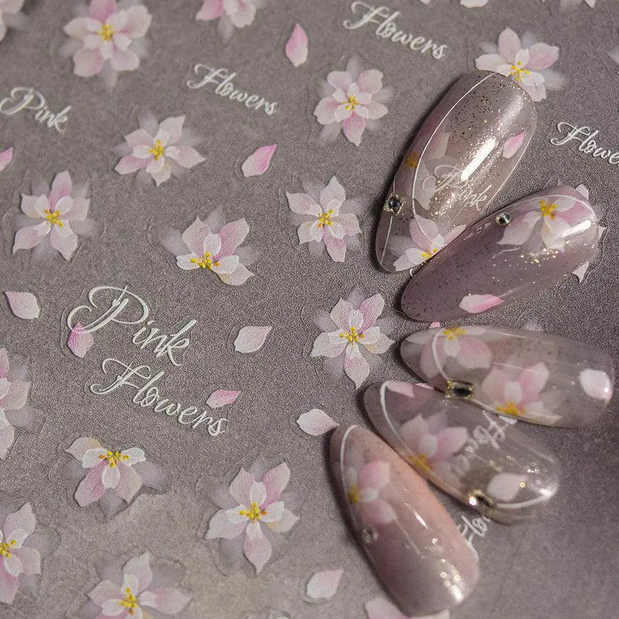 Iris Flower Nail Stickers Embossed Sakura Petal Nail Decals Self-Adhesive DIY Nail Supplies To3839