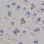 Iris Flower Nail Stickers Embossed Sakura Petal Nail Decals Self-Adhesive DIY Nail Supplies To3839