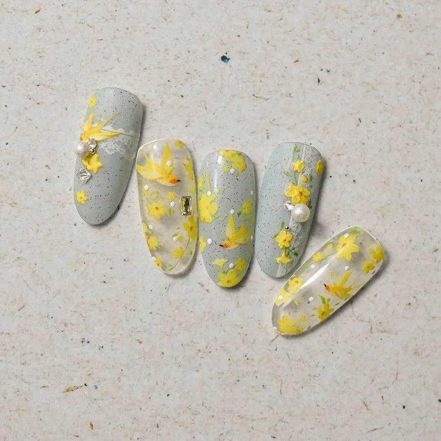 Jasmine Flowers Nail Art Stickers Adhesive Embossed Wild Flower Sticker Decals to3760
