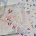 Jelly Balloon 3D Nail Stickers - Iridescent Heart & Bow Decals 
