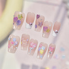 Jelly Balloon 3D Nail Stickers - Iridescent Heart & Bow Decals 