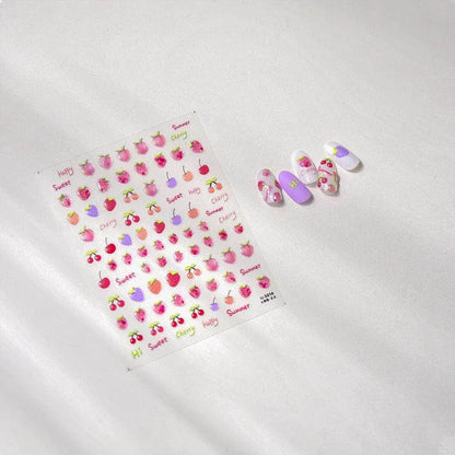 Jelly Cherry Nail Art Stickers Strawberry Fruit Adhesive Nail Sticker Decals to3214