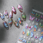 Jelly Nail Art Stickers Adhesive Slider Laser Butterfly Sticker Decals M215