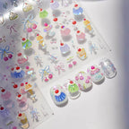 Jelly Pudding Cherry Nail Art Stickers Adhesive Embossed Sticker Decals to4328