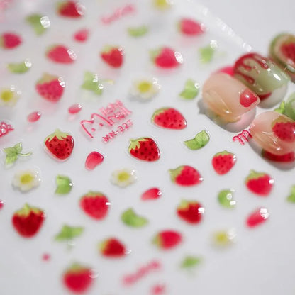 Jelly Strawberry Nail Art Stickers Adhesive Sticker Decals 