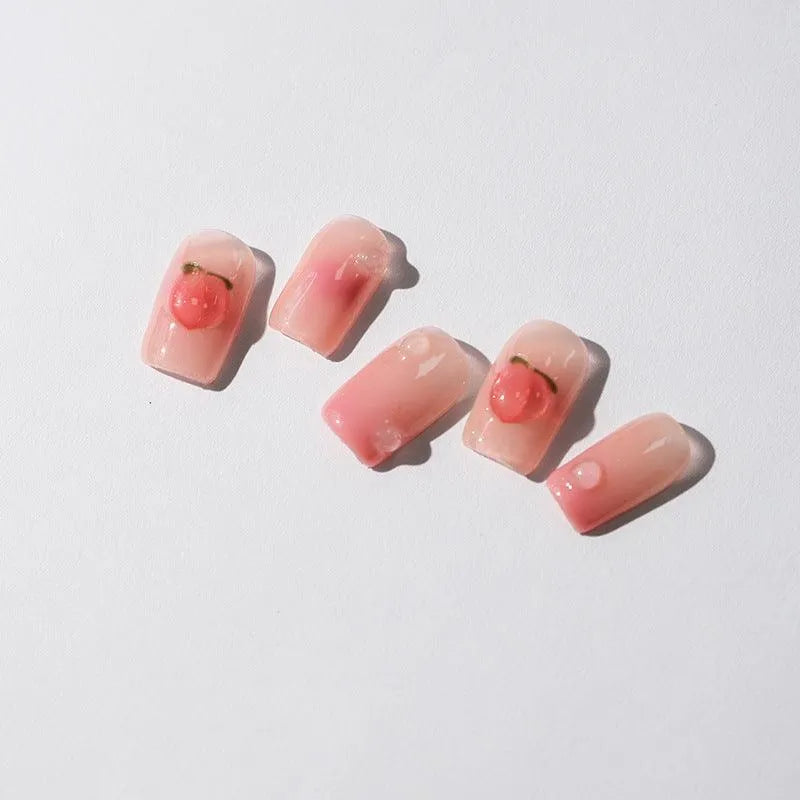 Juicy 5D Embossed Peach Nail Stickers | Cute Summer Fruit Jelly Nail Art Decals M106